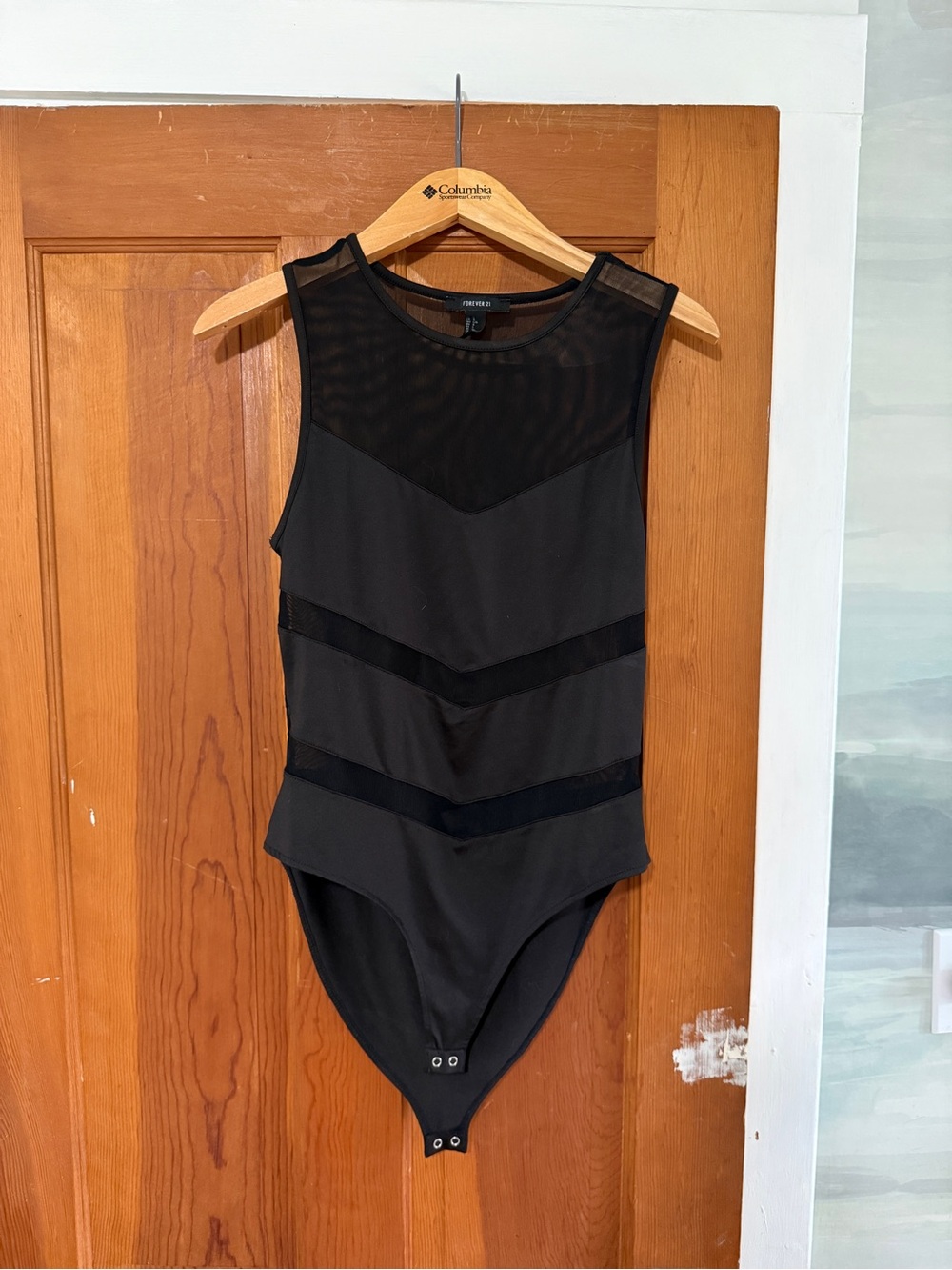 Forever 21 Black Mesh-Accent Sleeveless Bodysuit
